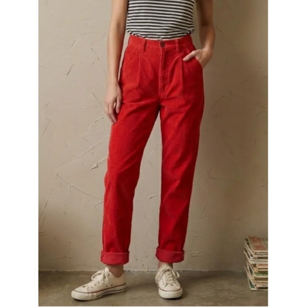 Vintage ESPRIT Sport Red Corduroy Mom Jeans Sz 13